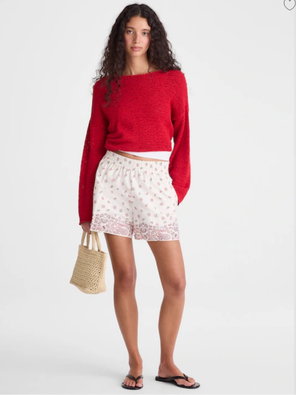 Madewell Pull-On Shorts - Vintage Ivory paisley print